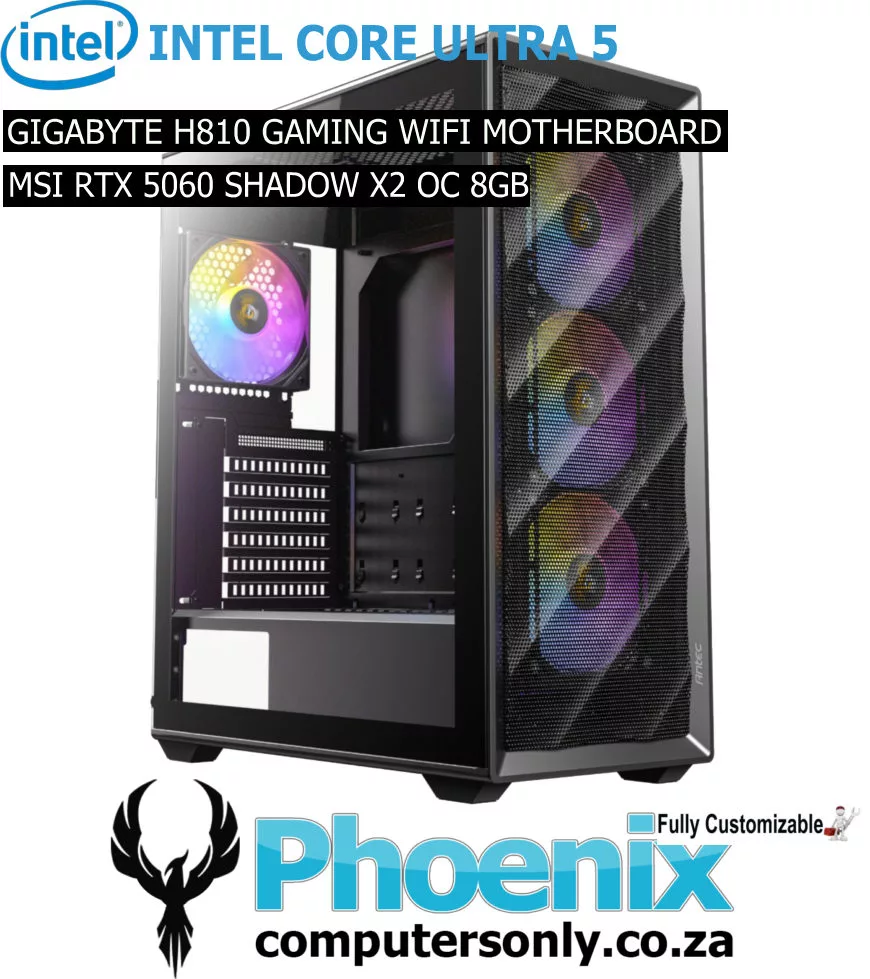Budget Gaming PC – INTEL 225F CORE ULTRA 5 | RTX 5060 | 16GB DDR5 | 512GB M.2 NVMe | 700Watt